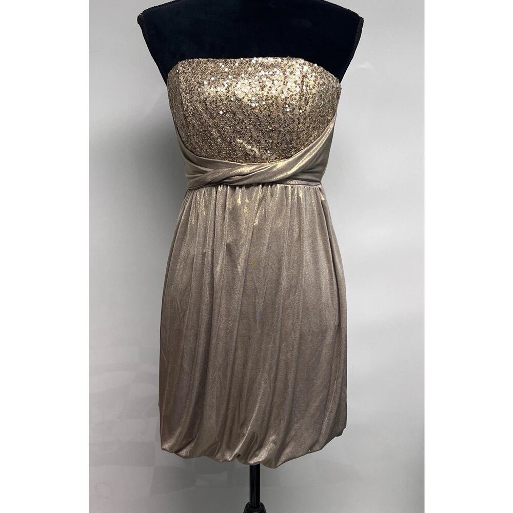 VTG Gunne Sax Jessica McClintock Dress Sz 1 Gold Sequin Prom 90s Y2K Cocktail‎